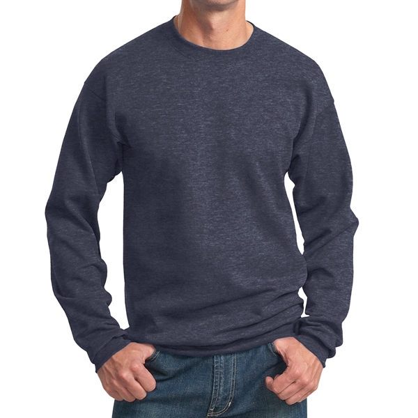 Heather Navy color option for Comfy Crewneck Sweatshirt