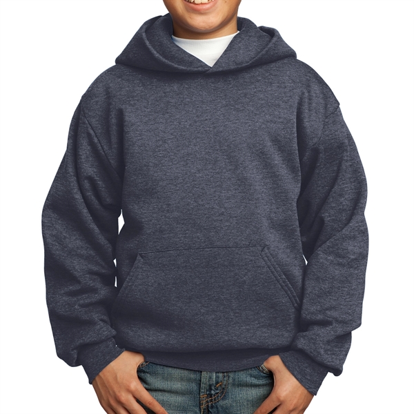 Heather Navy color option for Cotton Poly  Hooded Sweatshirt