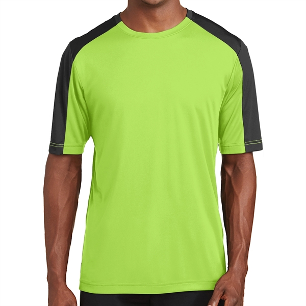 LIME SHOCK/BLACK color option for Range Level Sleeve Blocked Tee