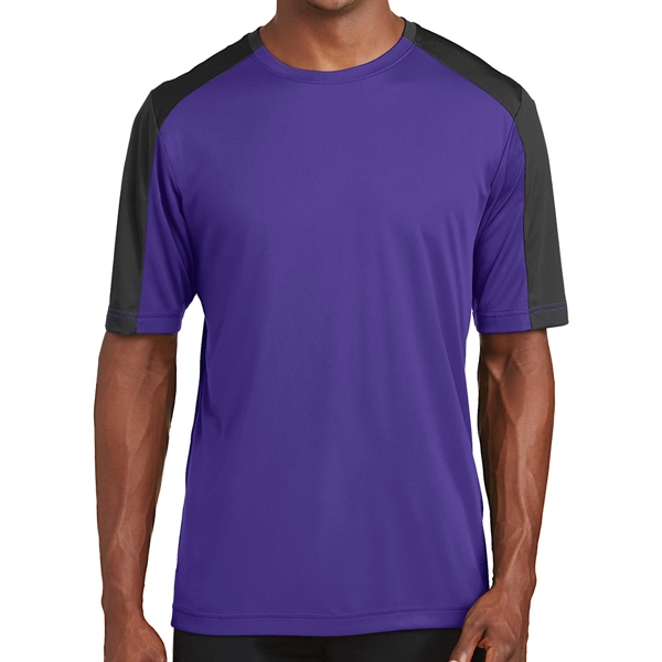 PURPLE/BLACK color option for Range Level Sleeve Blocked Tee
