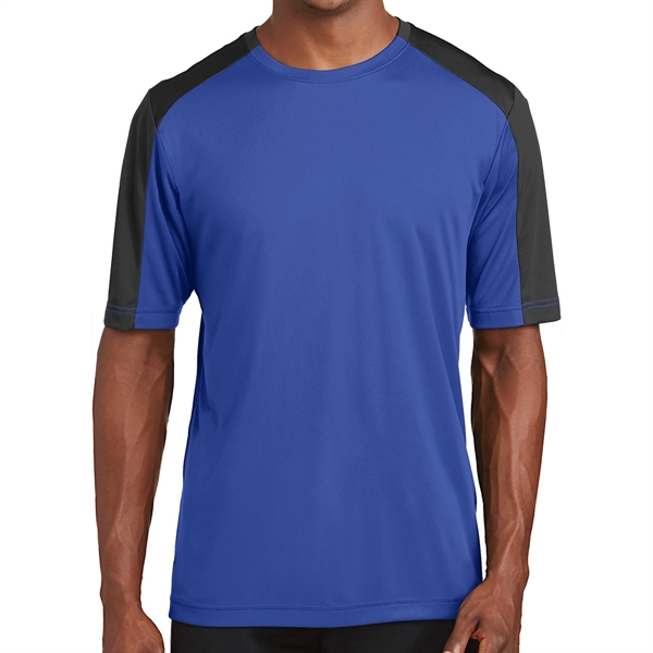 TRUE ROYAL/ BLACK color option for Range Level Sleeve Blocked Tee