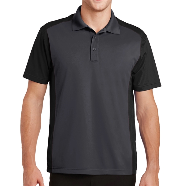 IRON GRAY/ BLACK color option for Dynamic Polyester Tricot Polo