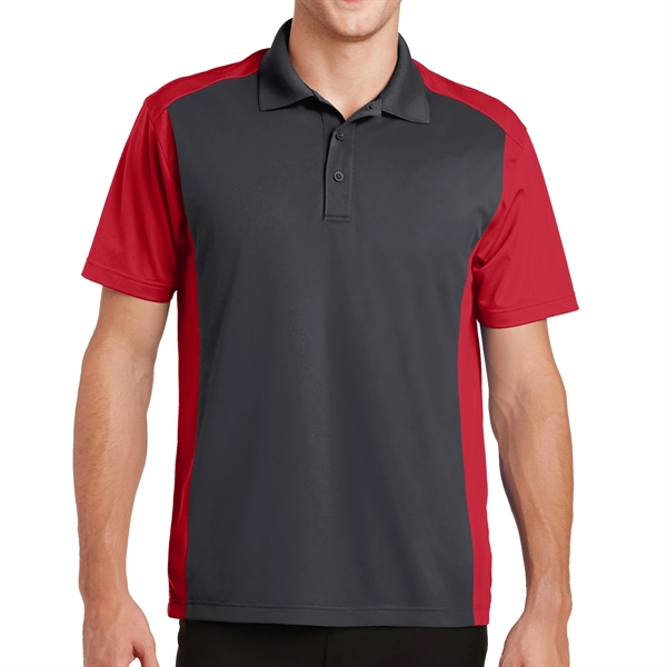 IRON GRAY/ TRUE RED color option for Dynamic Polyester Tricot Polo