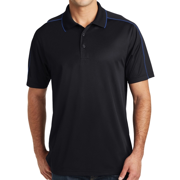 BLACK/TRUE ROYAL color option for Polyester Polo Shirt With Piped Design