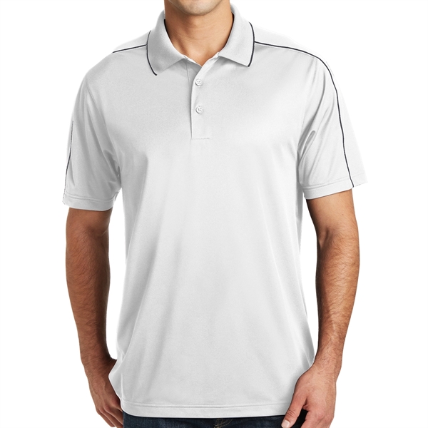 WHITE/IRON GRAY color option for Polyester Polo Shirt With Piped Design