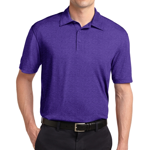 Varsity Purple Heather color option for Comfortable Polyester Polo
