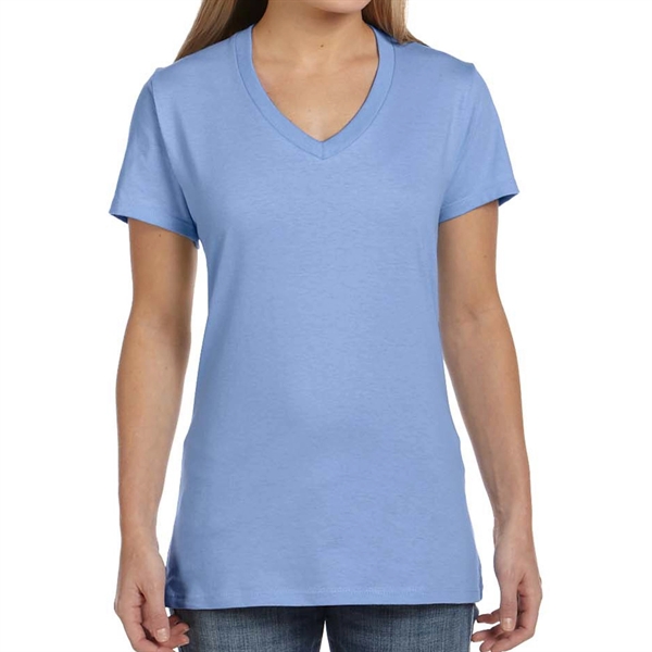 Light Blue color option for Classy Ladies' V Neck T Shirt