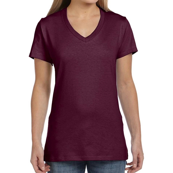 Maroon color option for Classy Ladies' V Neck T Shirt
