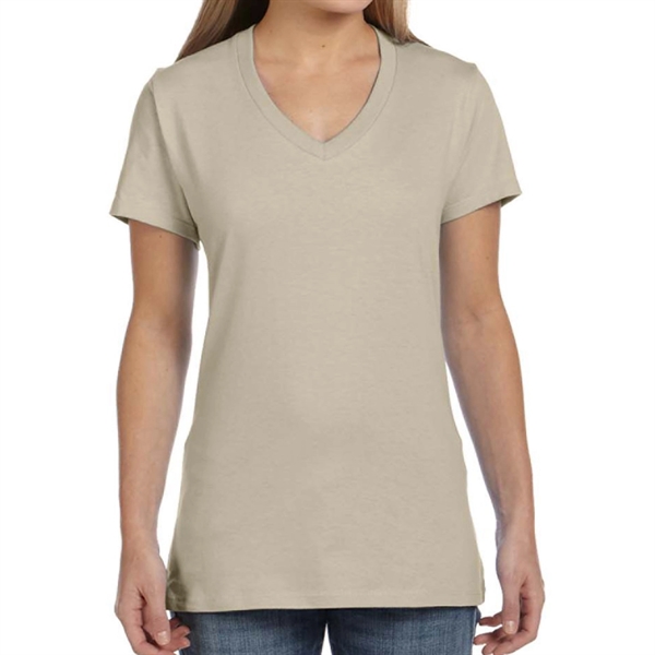 Vintage Khaki color option for Classy Ladies' V Neck T Shirt