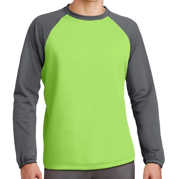 LIME SHOCK/DARK SMOKE GREY color option for Raglan Crewneck Shirt With Colorblock Design