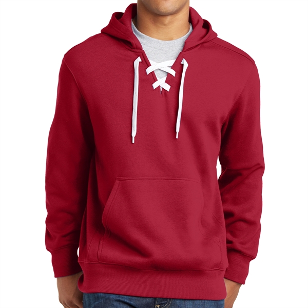 Deep Red color option for Unique Hooded Pullover With Lace Up Drawcord