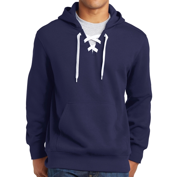 True Navy color option for Unique Hooded Pullover With Lace Up Drawcord