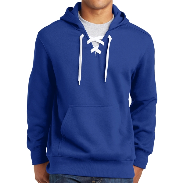 True Royal color option for Unique Hooded Pullover With Lace Up Drawcord