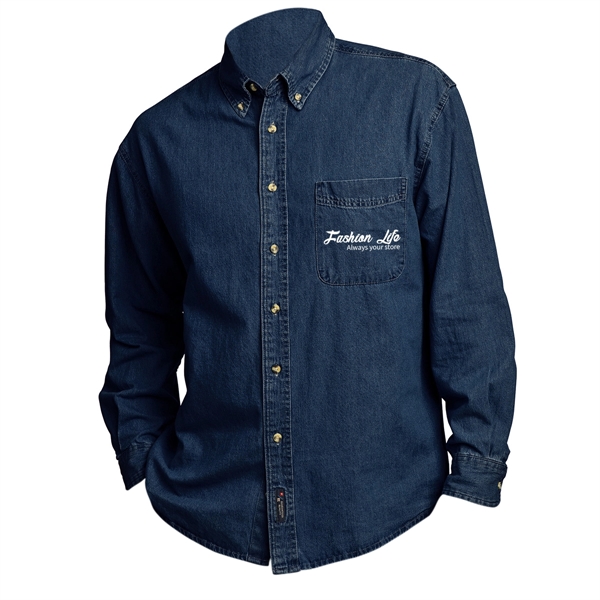 INK BLUE color option for Long Sleeve Denim Shirt