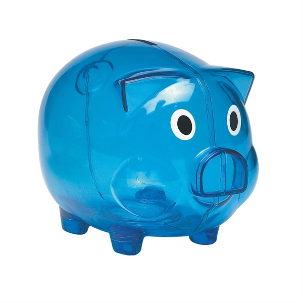 Translucent Blue color option for Plastic Pig Shaped Coin Bank