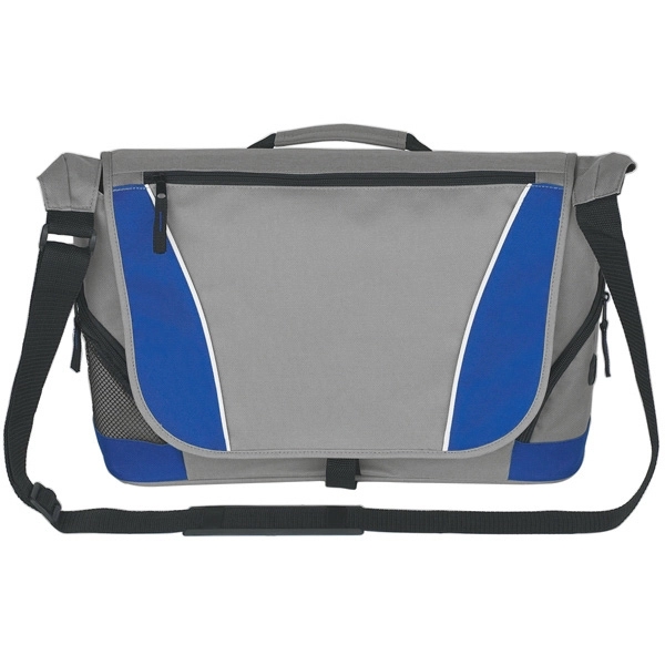 Gray With Blue color option for Messenger Bag With Buckle Closure