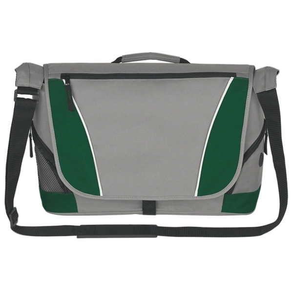 Gray With Forest Green color option for Messenger Bag With Buckle Closure