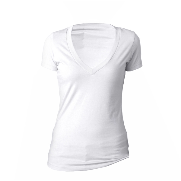 White color option for Next Level Deep V Neck Shirt For Women