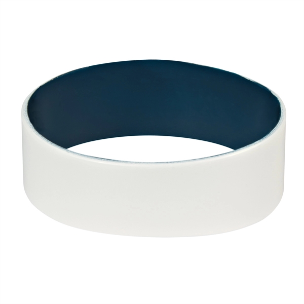 White W/Navy Blue color option for Elastic Silicone Hand Strap