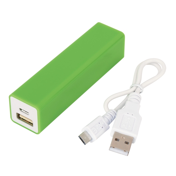 Green W/White color option for Handy Power Bank With Split Ring Attachment