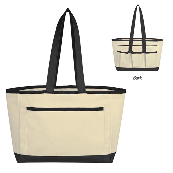 Natural With Black color option for Multi Storage Tote