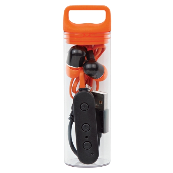 Clear With Orange color option for Compact Cased Wireless Earbuds