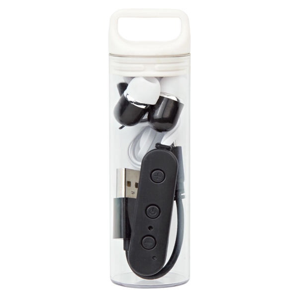 Clear With White color option for Compact Cased Wireless Earbuds