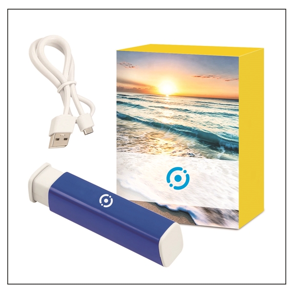 Blue color option for Power Bank With Mobile Stand In A Gift Box