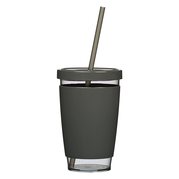 Clear With Charcoal color option for 15 Oz. Customizable Tumbler