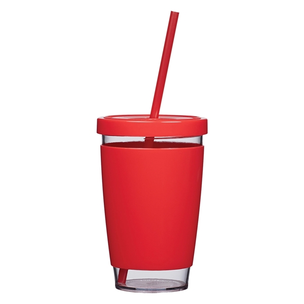 Clear With Red color option for 15 Oz. Customizable Tumbler
