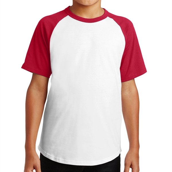 White / Red color option for Colorful Raglan Shirt For Kids.
