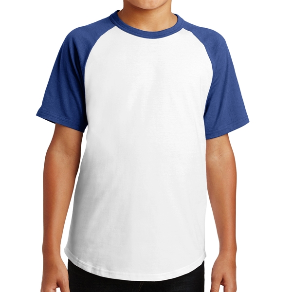 White / Roy color option for Colorful Raglan Shirt For Kids.