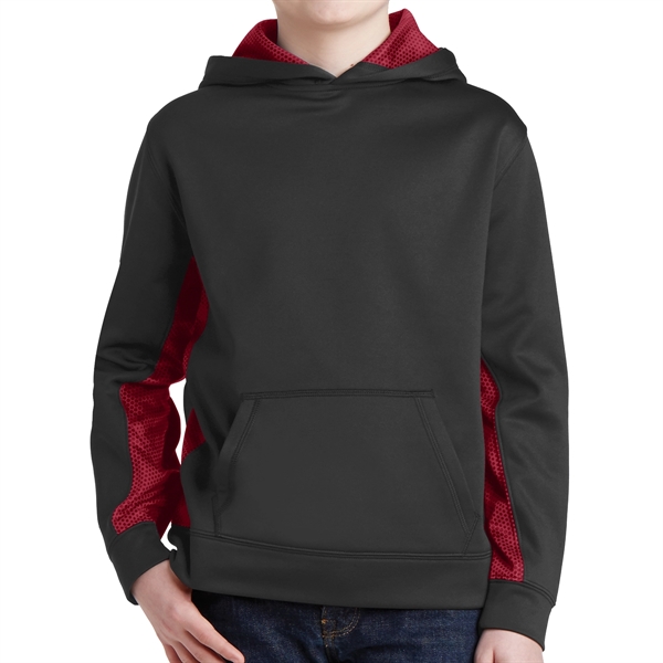 Black/Deep Red color option for Camo Hex Colorblock Hooded Pullover