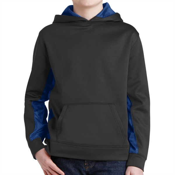 Black/True Royal color option for Camo Hex Colorblock Hooded Pullover
