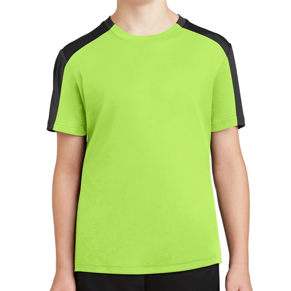 Lime Shock/Black color option for Comfort Oriented 100% Polyester Ladies' Tee