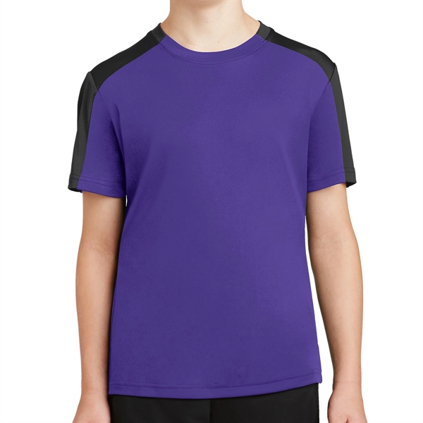 Purple/Black color option for Comfort Oriented 100% Polyester Ladies' Tee