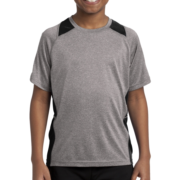 Vintage Heather/ Black color option for Sport Tek® Youth's Colorblocked Heather T Shirt