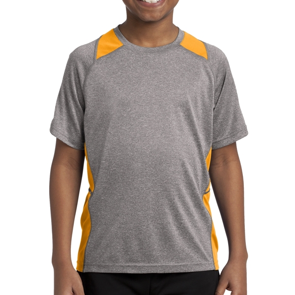 Vintage Heather/ Gold color option for Sport Tek® Youth's Colorblocked Heather T Shirt