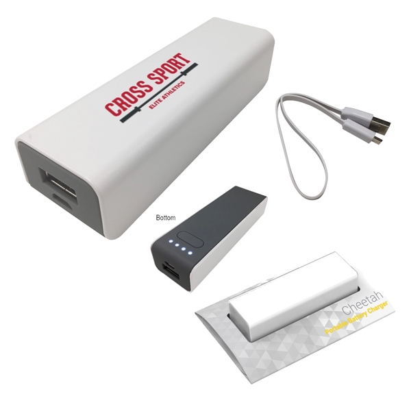 White W/Gray color option for Compact Back Up Power Bank Charger
