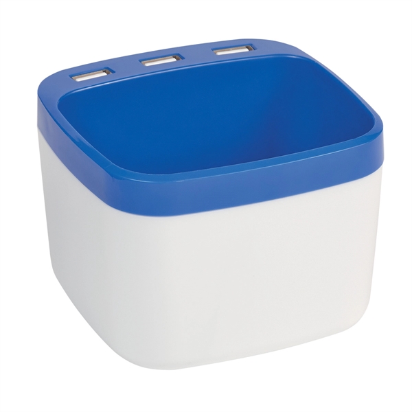 White With Blue color option for Desk Holder And Usb Port