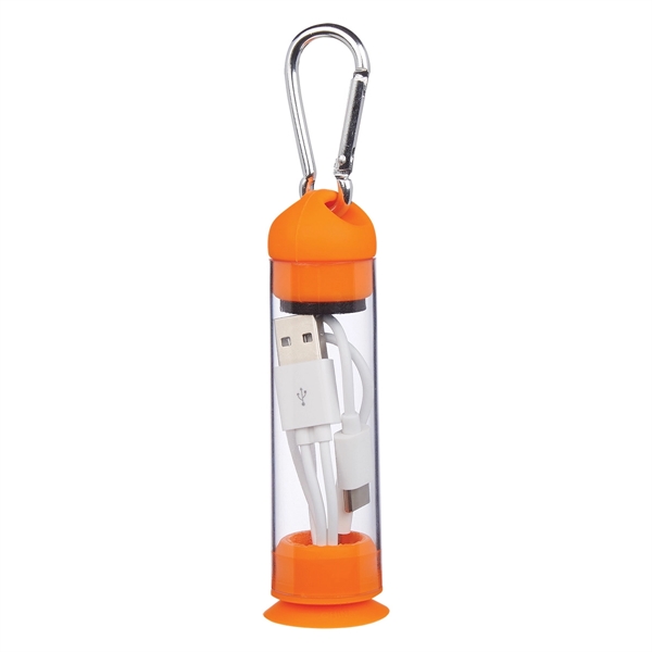 Orange color option for Portable Dual Charging Cord With Mobile Stand Inside A Case