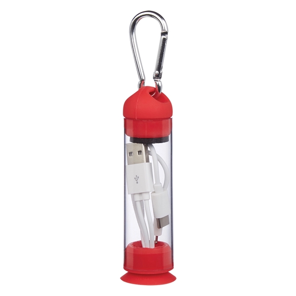 Red color option for Portable Dual Charging Cord With Mobile Stand Inside A Case
