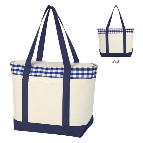 Natural With Navy color option for Luxurious Tote Bag