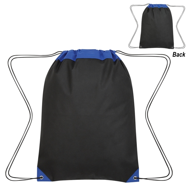 Black With Royal color option for Simple Two Toned String Knapsack