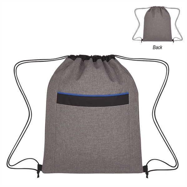 Gray With Royal Blue color option for Brighton Heather Made Athlete's Drawstring Rucksack