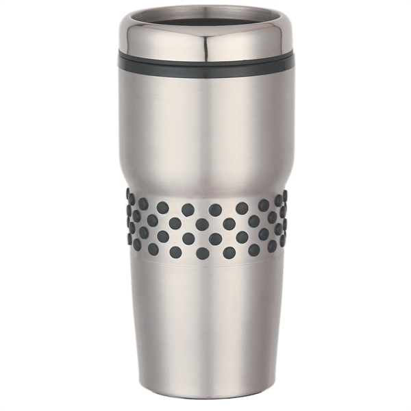 Silver With Black color option for Dotted Grip Double Walled Insulated Mug