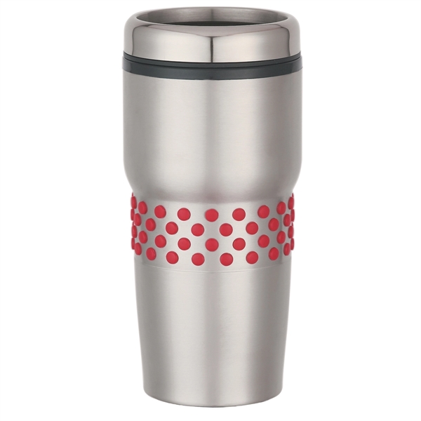 Silver With Red color option for Dotted Grip Double Walled Insulated Mug