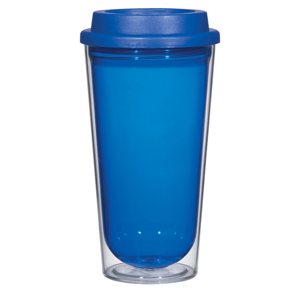 Clear With Blue color option for Glittery 16 Ounce Beverage Tumbler