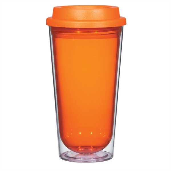 Clear With Orange color option for Glittery 16 Ounce Beverage Tumbler