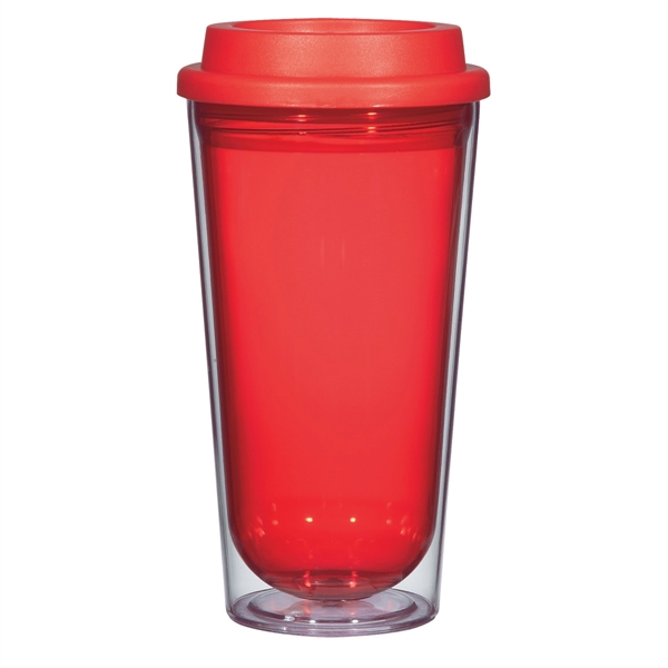 Clear With Red color option for Glittery 16 Ounce Beverage Tumbler